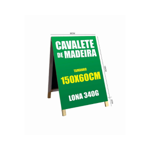 Cavalete lona 400g 100x70cm 4x4 moldura madeira + lona  