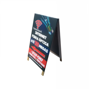 Cavalete lona 400g 80x120cm 4x4 moldura madeira + lona  