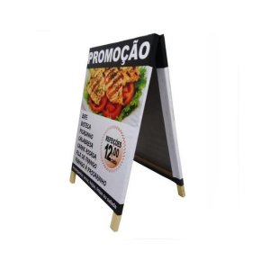 Cavalete lona 400g 90x60cm 4x4 moldura madeira + lona  